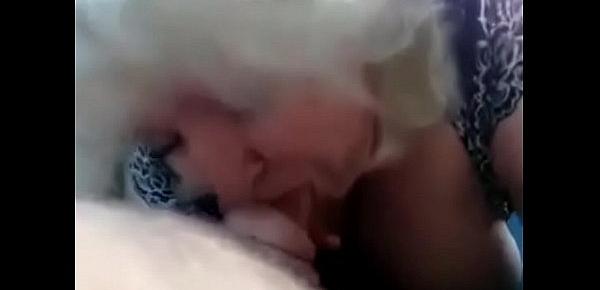  Old Russian woman with huge milks sucked
